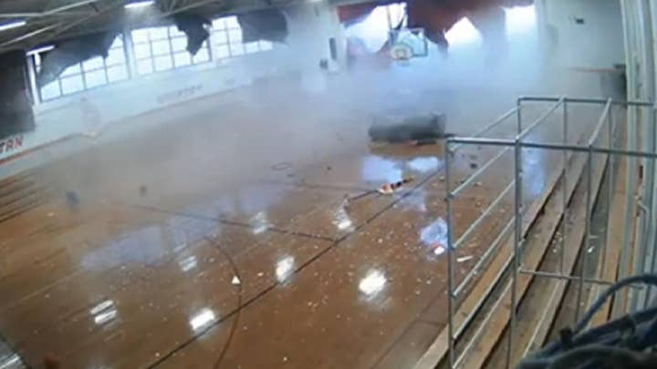 Strong storm blows roof off school injuring students in North Carolina