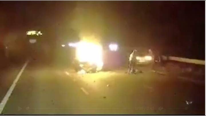 British truck driver gets rewarded for his bravery after rescuing a trapped driver
