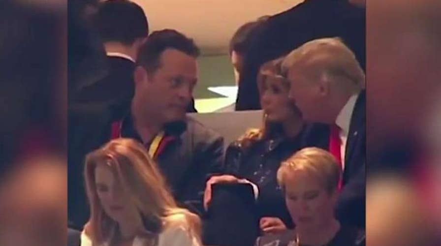 Outrage on social media after Vince Vaughn meets President Trump at college football championship game