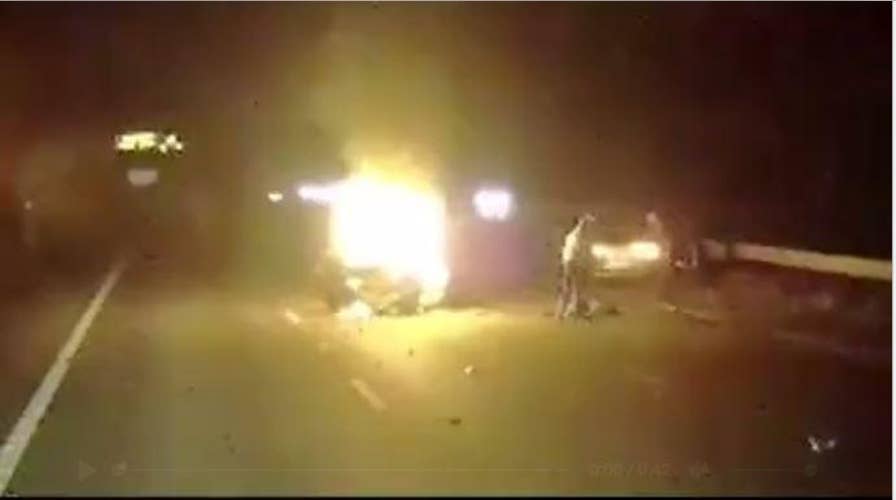 British truck driver gets rewarded for his bravery after rescuing a trapped driver