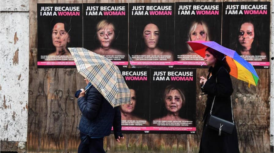 Doctored pics of Michelle Obama, Hillary Clinton used in violence against women campaign