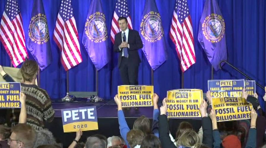 Pete Buttigieg reacts to dozens of protesters at New Hampshire town hall