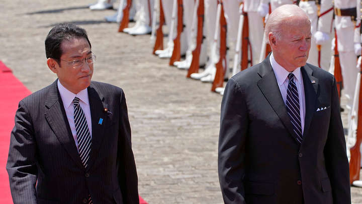 President Biden and Japanese Prime Minister Kishida hold a joint press conference at Akasaka Palace
