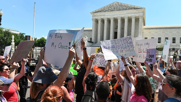 Protesters gather outside Supreme Court one day after reversal of Roe v. Wade