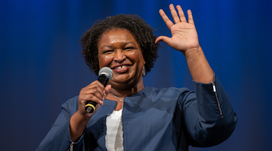 Georgia gubernatorial candidate Stacey Abrams makes a bus tour stop