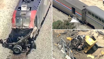 Amtrak passenger train derails after colliding with vehicle