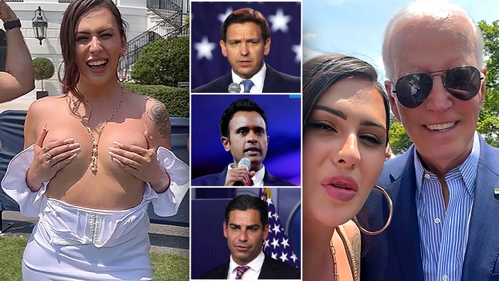 Biden torched for selfie with trans activist who went topless at WH amid China threat