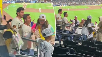 Heated argument between man and woman in stands of Padres game quickly turns physical