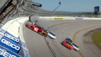 NASCAR driver suffers brutal injury after hard hit into wall in Talladega crash