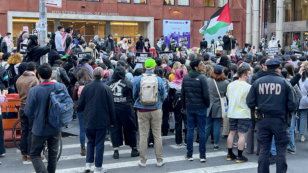 Students stage walk out at boarded up NYU  after anti-Israel agitators pull all-nighter