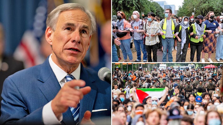 Unruly anti-Israel agitators yell 'pigs go home' at police as Texas gov issues stern warning
