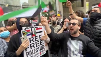 Anti-Israel crowd shouts down lone Israel supporter in New York City