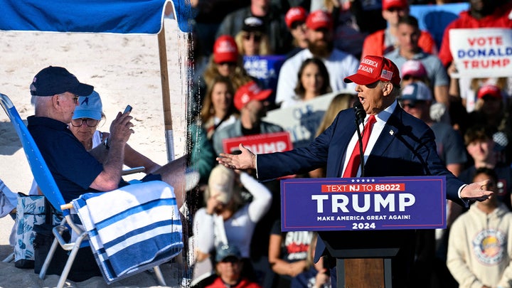 Massive Trump rally in deep blue state draws stark contrast to Biden's weekend at the beach