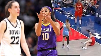 Angel Reese under fire for reaction to teammate knocking down college rival Caitlin Clark