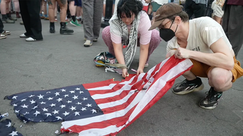 Left-wing agitators burn American flag on Fourth of July over US support for Israel