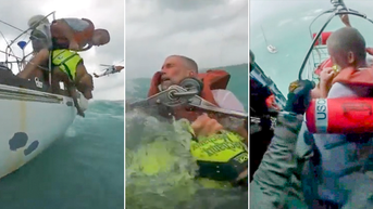 Man, dog rescued from struggling sailboat as waves crash during hurricane - Fox News