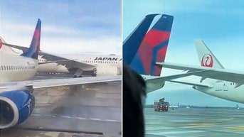 Plane taxiing across tarmac at major US airport strikes parked jet - Fox News