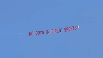 Plane banner protesting trans athlete sparks viral reactions at California track meet - Fox News