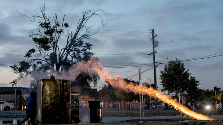 LA protester burning barricade - Fox News