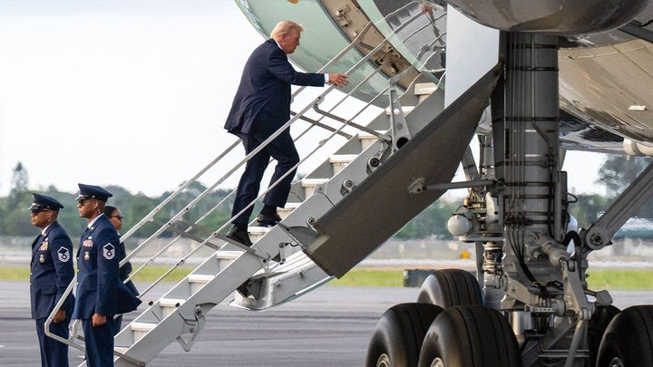 Trump boards AF1 quickly, using small stairs due to 'increased security measures': WH official - Fox News