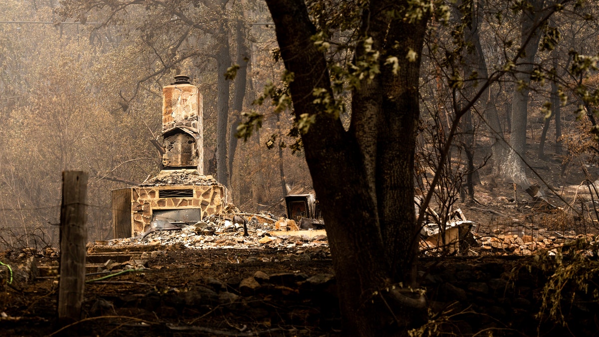 Wildfire damage at a destroyed Home
