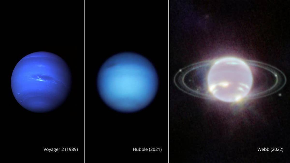 Three images of Neptune