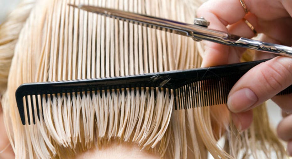 Blonde woman at hair saloon