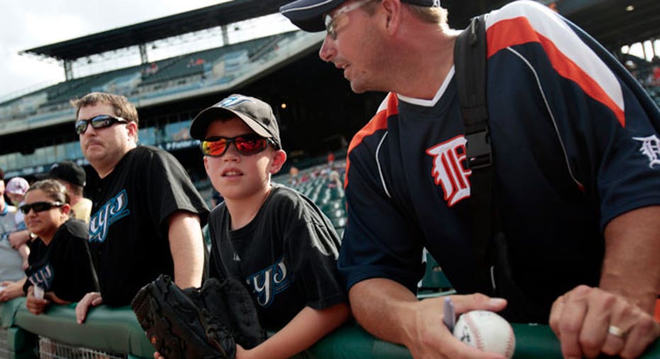 Baseball Game Father With Son