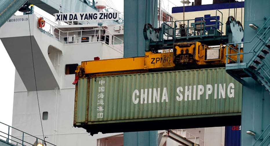 China Shipping Container Unloaded From a Ship