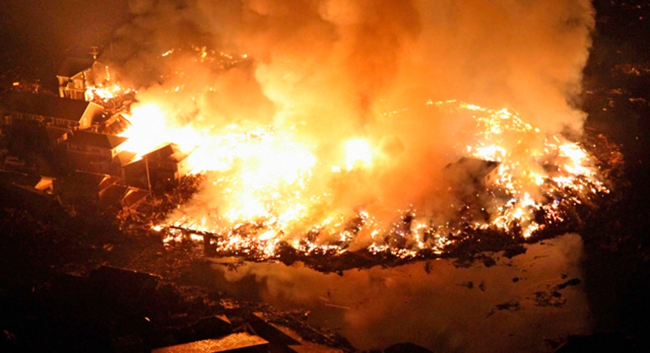 Houses Burn in Natori City, Northeastern Japan