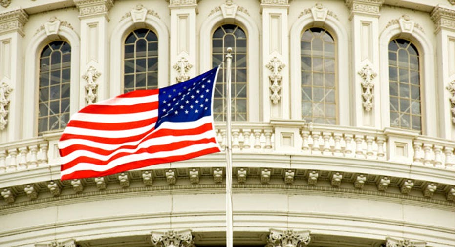 U.S. Capitol With Flag