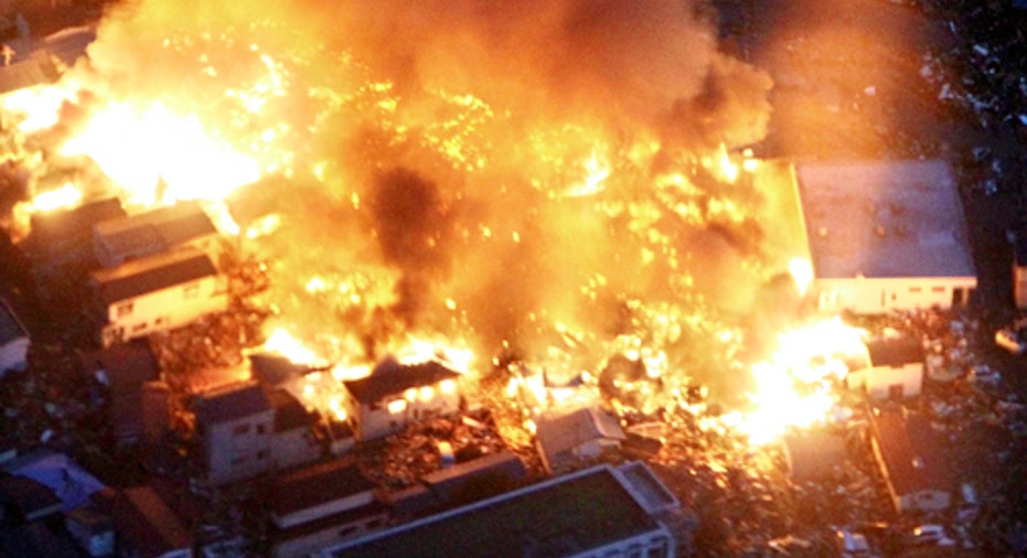 Japan Earthquake, Burning Houses