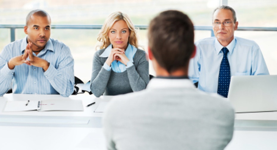 Young man have job interview.