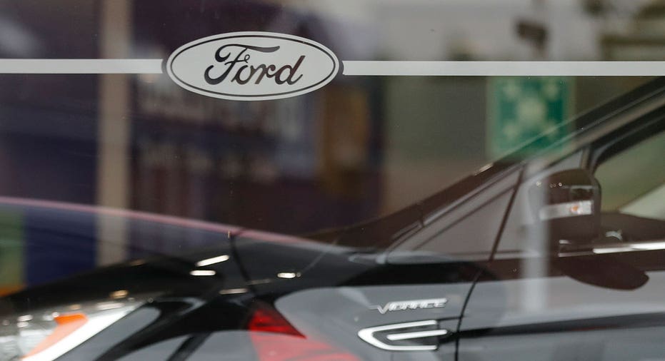 Ford logo on London dealership FBN AP