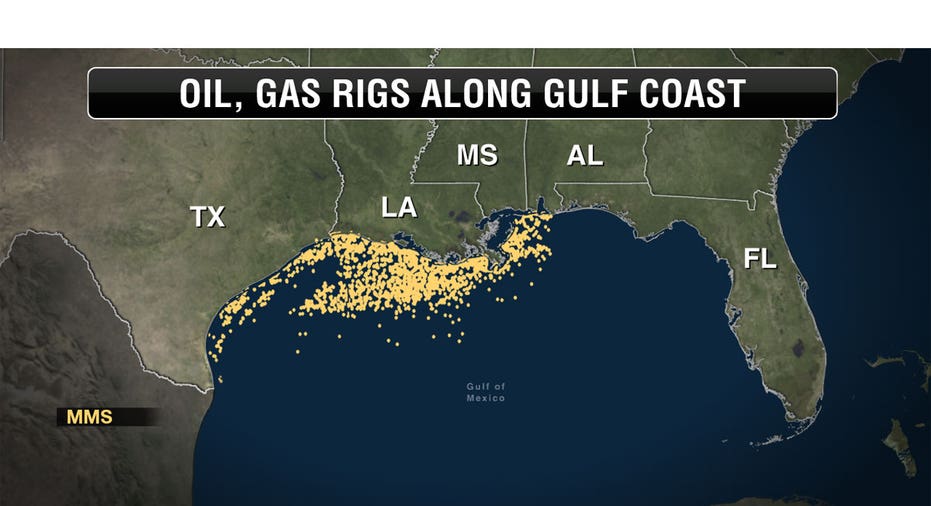 Gulf Coast oil rig map