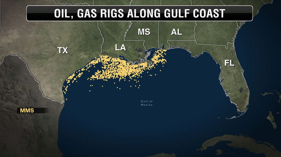 Gulf Coast oil rig map