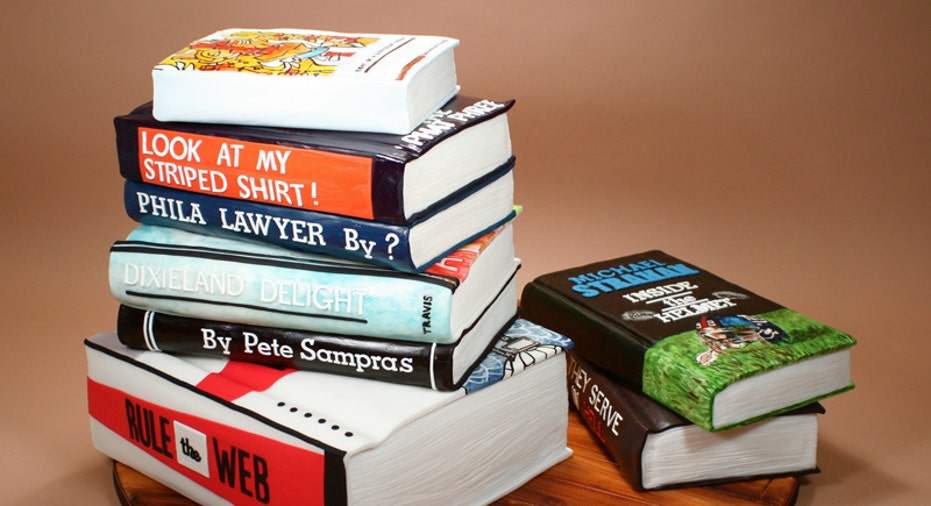 Stack of Sports Books Cake by Confetti Cakes