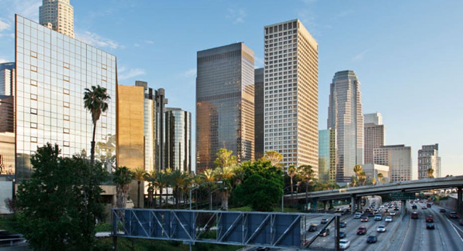 Highway With Los Angeles Skyline