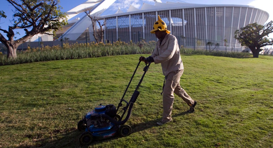 Mowing lawn