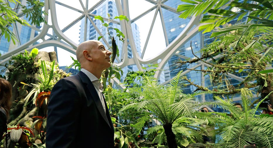 Amazon Spheres office space in Seattle, Jeff Bezos AP FBN
