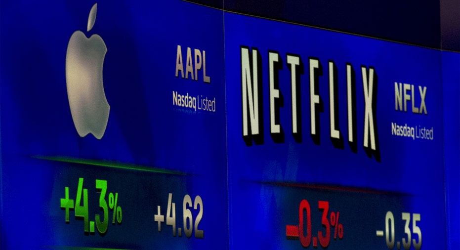 Apple Netflix Nasdaq logos FBN