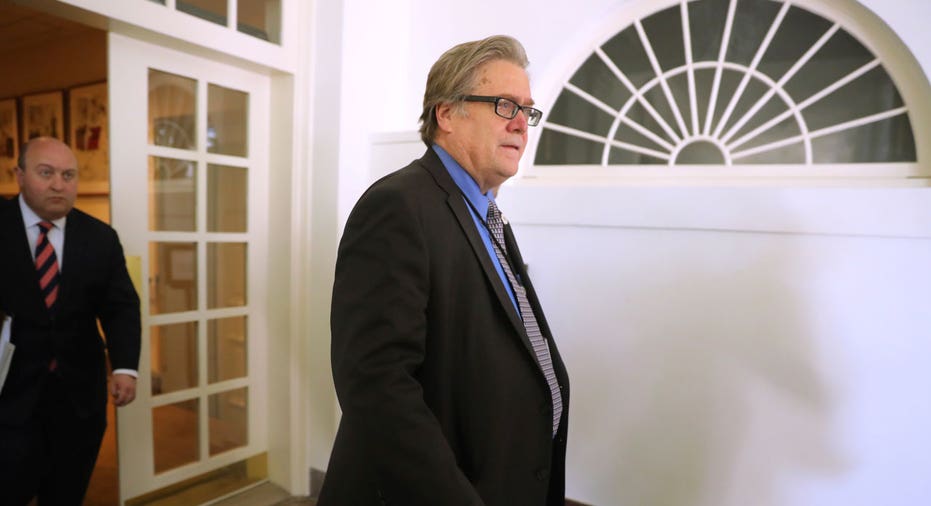 Steve Bannon walking White House FBN AP