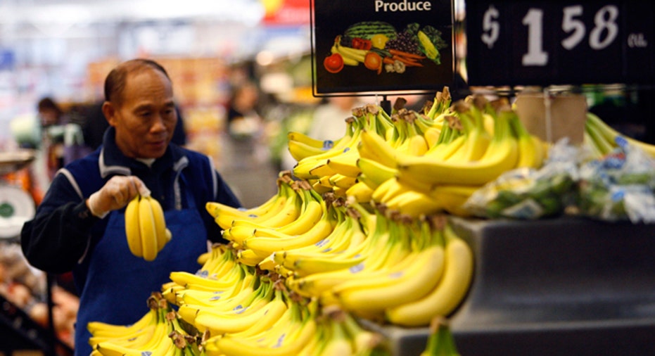 Bananas Displayed at a Supermarket