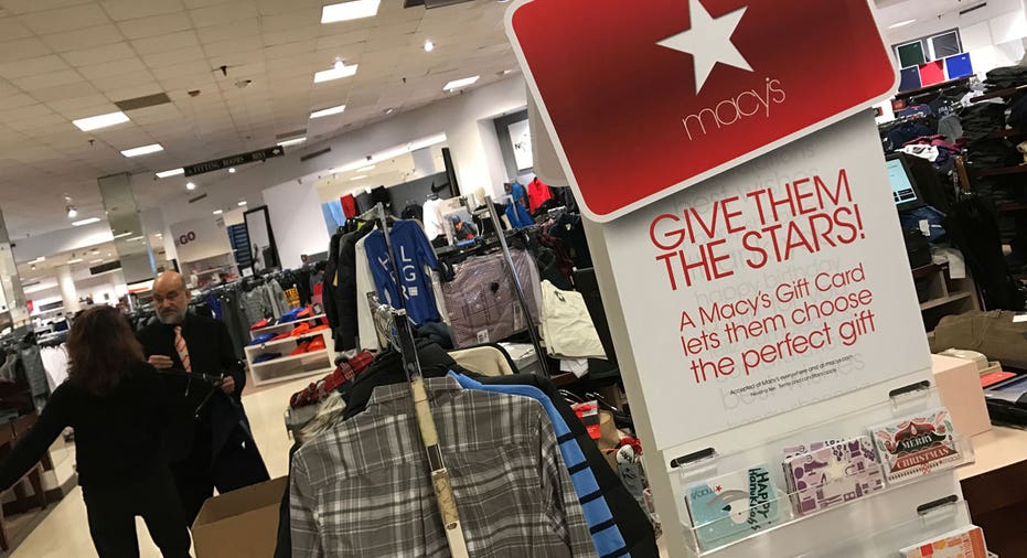 Macy's shoppers, shirt rack, gift cards FBN