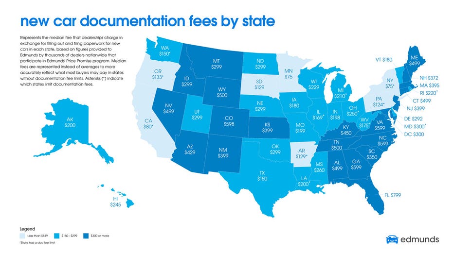 Edmunds map of documentation fees FBN