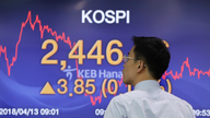 Global stocks mostly up as trade, Syria uncertainties ease