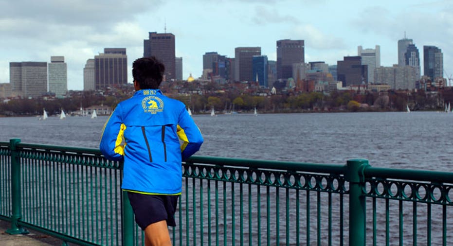 Boston, Jogger, boston skyline