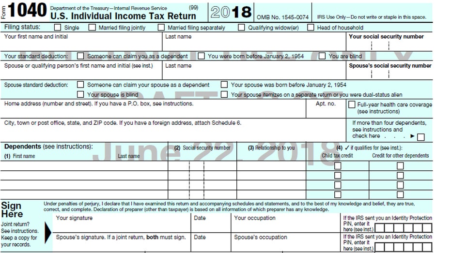 irs 1040 tax table 2018