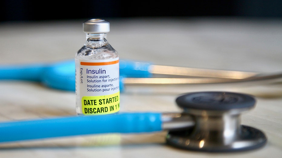 Insulin vial on counter