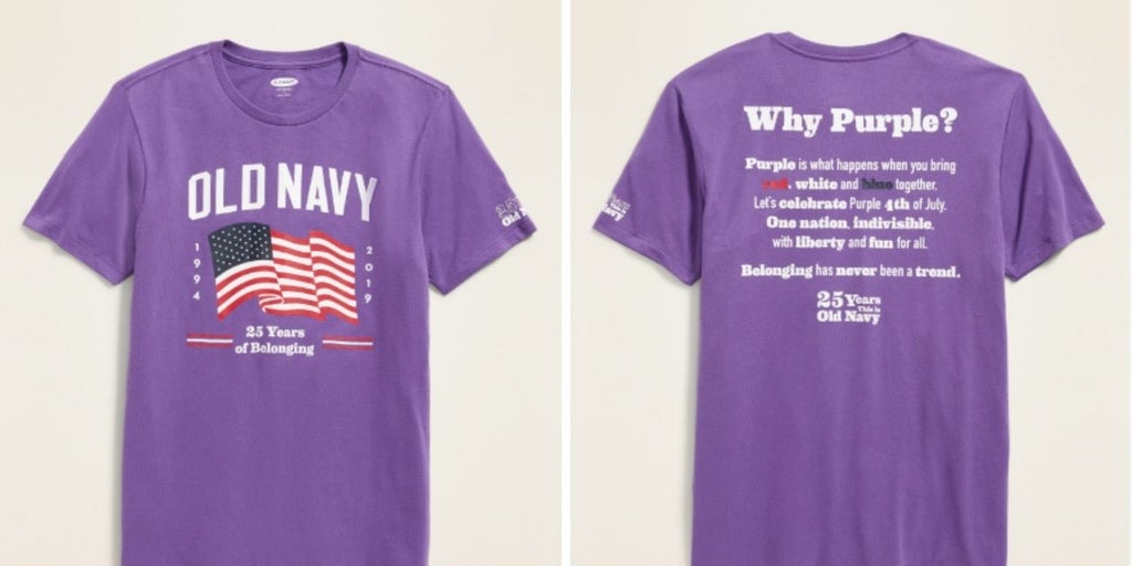 purple old navy flag shirt